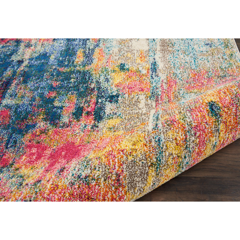 Ivy Bronx Velva Performance Blue/Yellow/Pink Rug & Reviews Wayfair